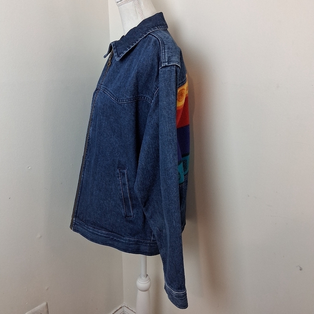VTG Pendleton Aztec High Grade Western Wear Denim Jacket Size Large - Picture 7 of 10